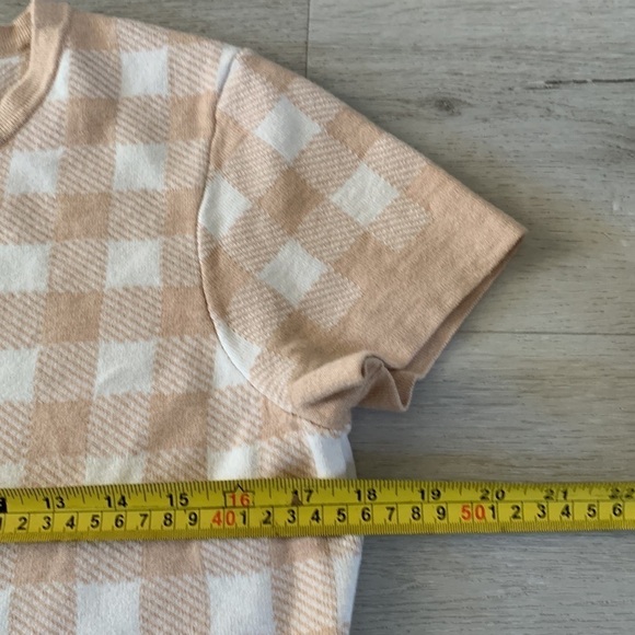 Mason’s Daughter Gingham Knit top knit in Blush cream size S classic plaid - Picture 8 of 9
